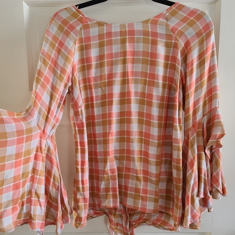 Lauren Conrad Peach checked Blouse